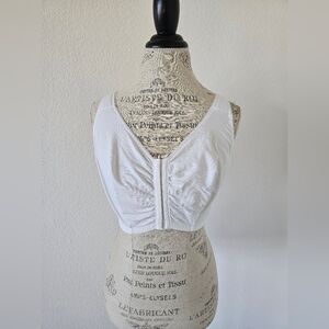 Leading Lady White Cotton Front Closure Bra Size 40F